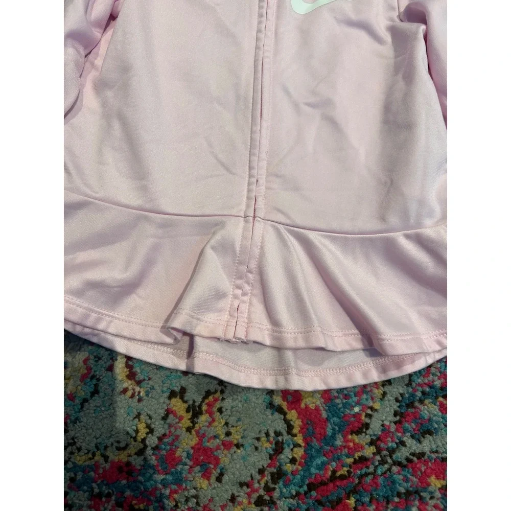 Nike Girls Pink Peplum Track Jacket Grey Stripe Full Zip Mock Neck 4T k7069‎